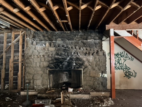 The hearth, stripped bare