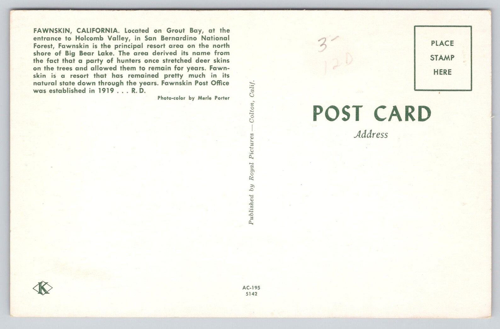The back of the card